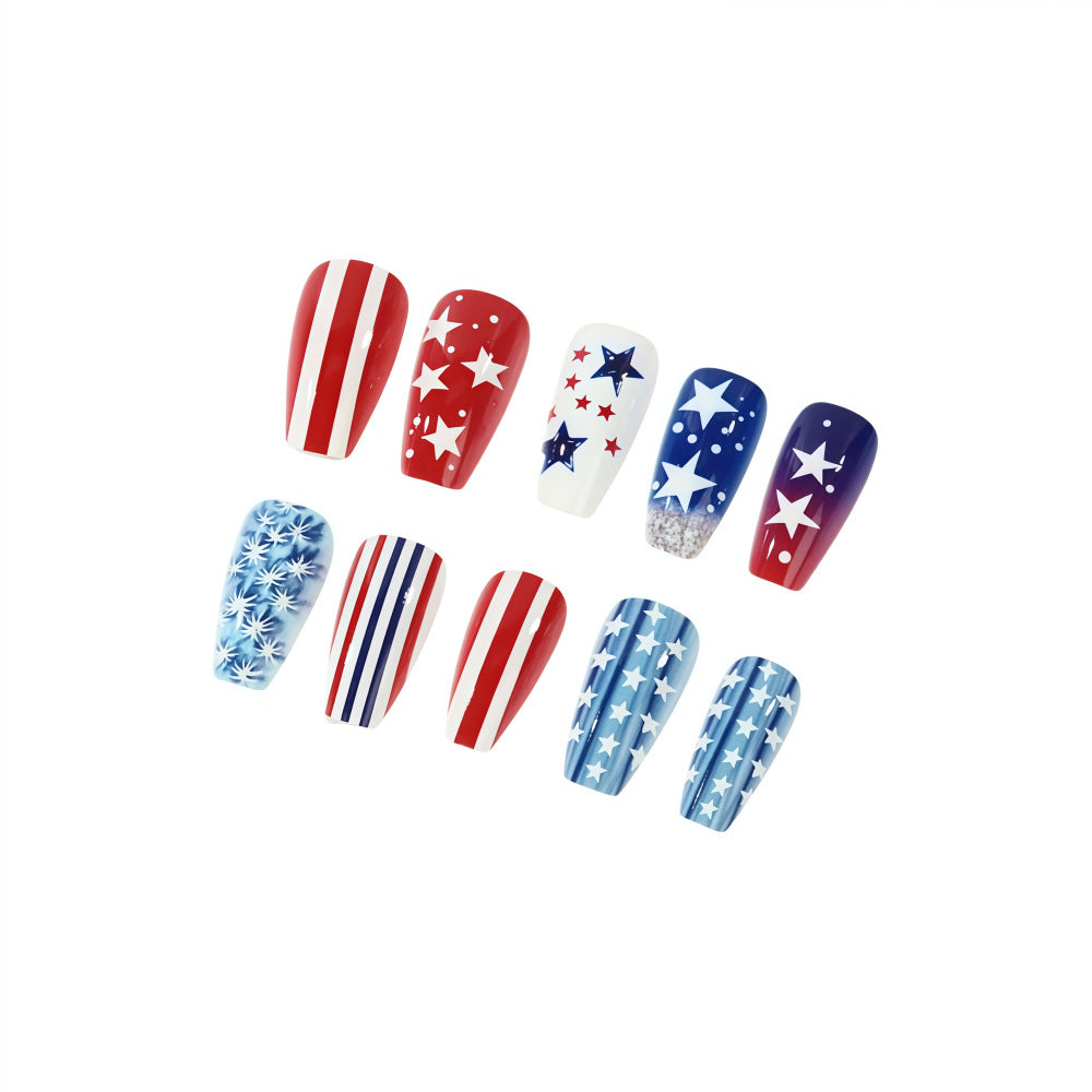 Artificial nails with patriotic star and stripe design Stornfield