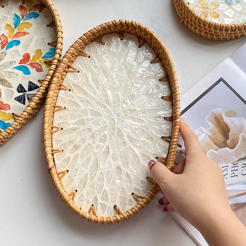Ladies Elegant Serving Plate Set made of handwoven natural material Stornfield