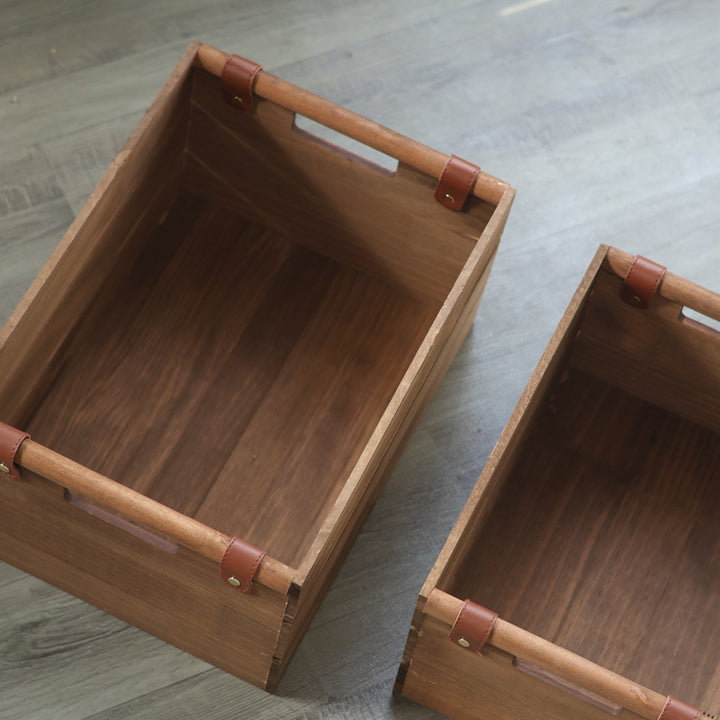 Elegant storage basket made of solid wood Stornfield