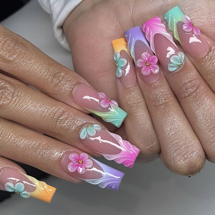 Floral-Inspired Acrylic Nail Art Extensions Stornfield