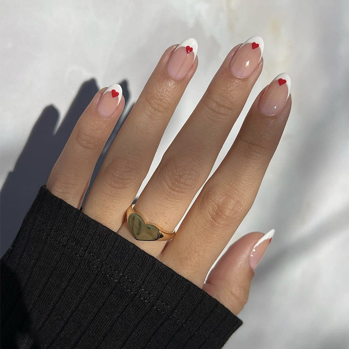 Heart-Adorned French Tip Nail Set Stornfield