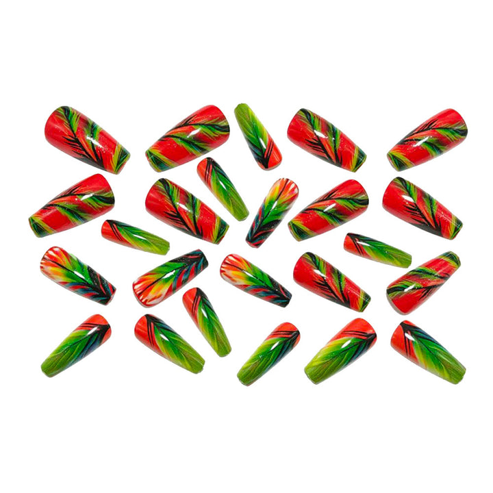 Creative artificial nails with tropical leaf design Stornfield