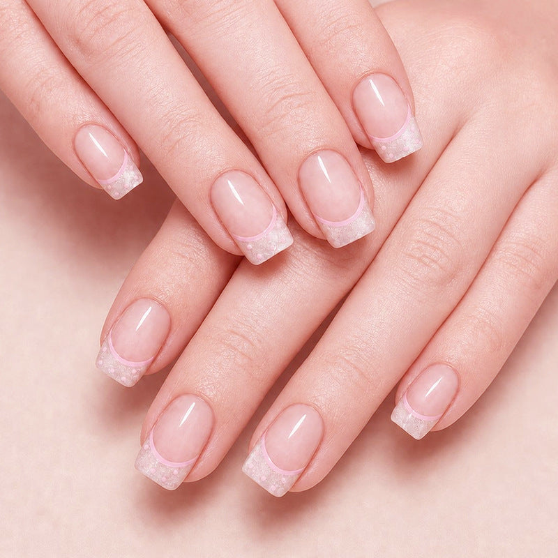 Elegant French Tip Acrylic Nail Set Stornfield