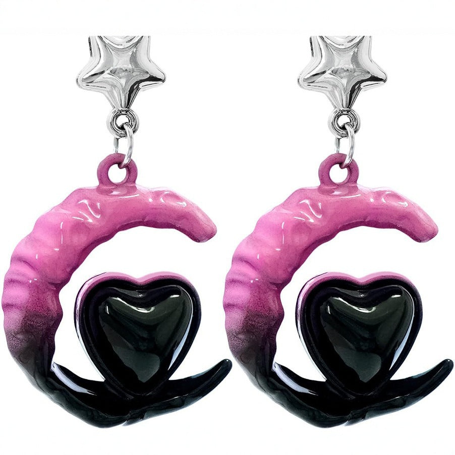 Artistic Moon and Heart Dangle Earrings Stornfield