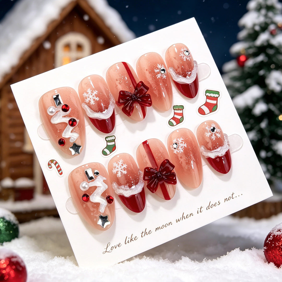 Festive Holiday Themed Press-On Nail Art Set Stornfield 1790636614
