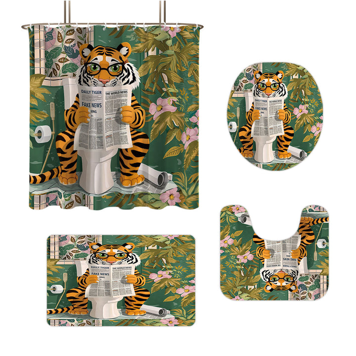 Artistic High-Definition Leopard and Rose-Themed Bathroom Décor Set Stornfield