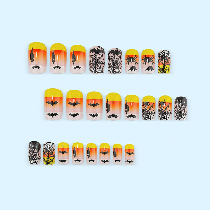 Creative Halloween-style artificial nails with spider and bat designs Stornfield