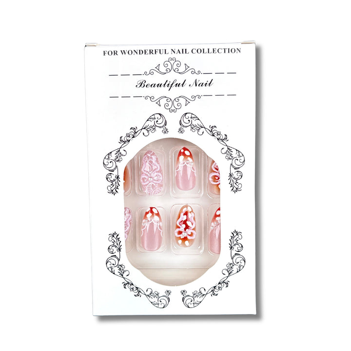 Decorative Press-On Nail Set with Floral Embellishments 1790746076