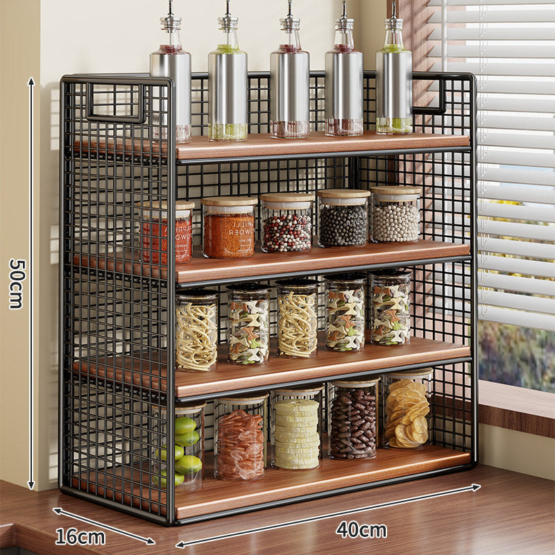 Compact Two-Tier Metal Grid Countertop Spice and Pantry Jar Organizer