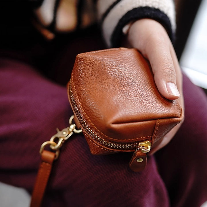 Compact Genuine Leather Coin Purse
