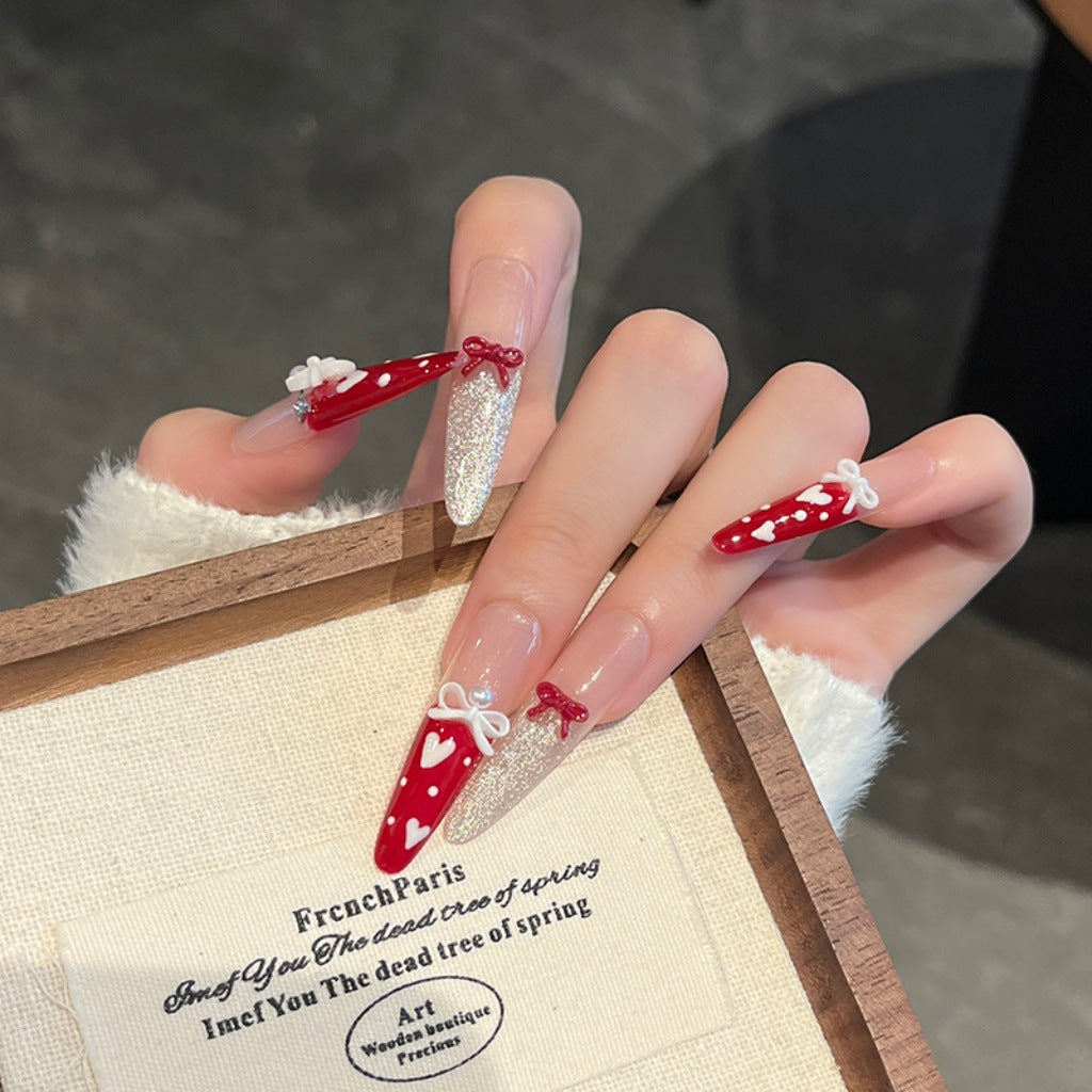 Romantic Heart-Themed Press-On Nail Extensions Stornfield