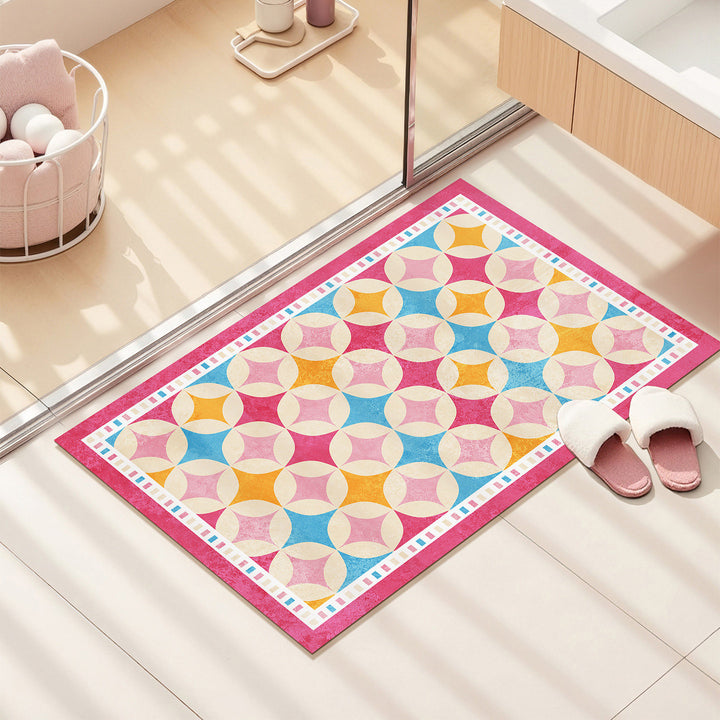 Colorful Geometric Pattern Bath Mat