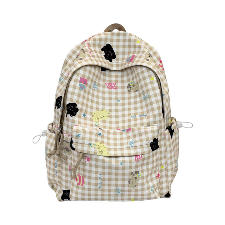 Backpack with Creative Checkered Pattern and Playful Appliqués Stornfield