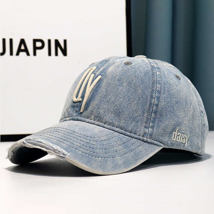 Women's Distressed Denim Embroidered Baseball Cap Stornfield