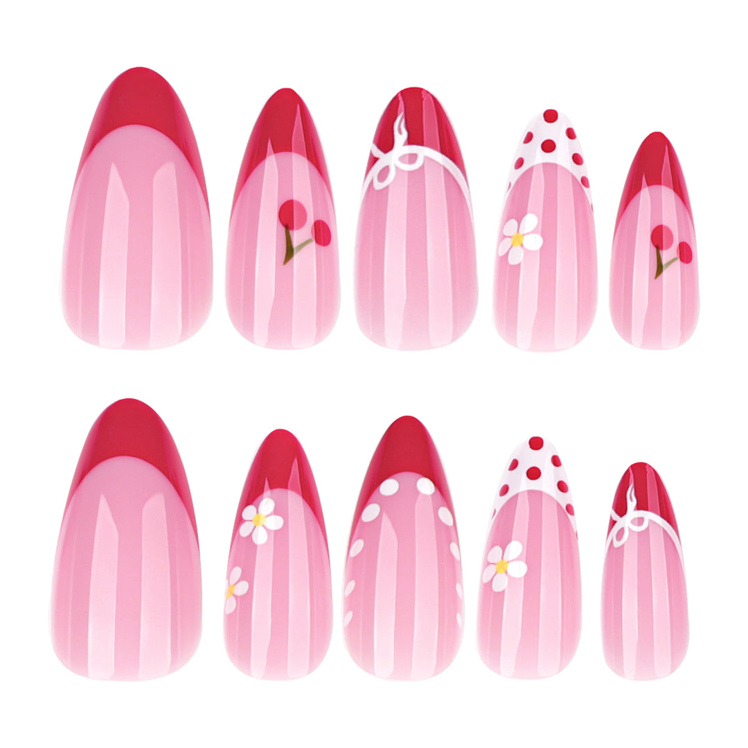 Artistic Nail Extensions with Cheerful Cherry Design Stornfield