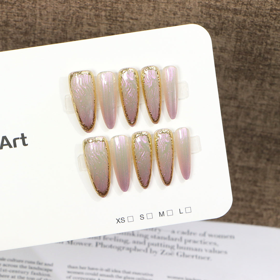 Luxury Press-On Nail Set with Elegant Metallic Edges Stornfield