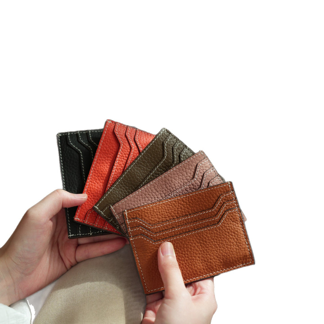 Textured Leather Card Holder Wallet