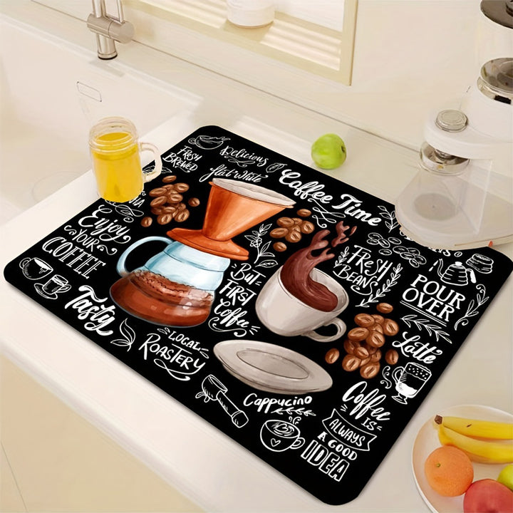 Coffee-Themed Kitchen Mat