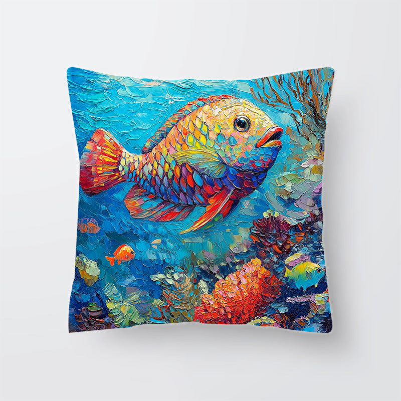 Artistic Marine Life Decorative Cushion