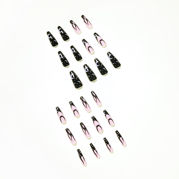 Artistic Nail Extensions with Creative Design and Glittering Accents Stornfield