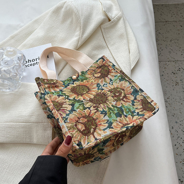 Floral Patterned Cotton Tote Bag