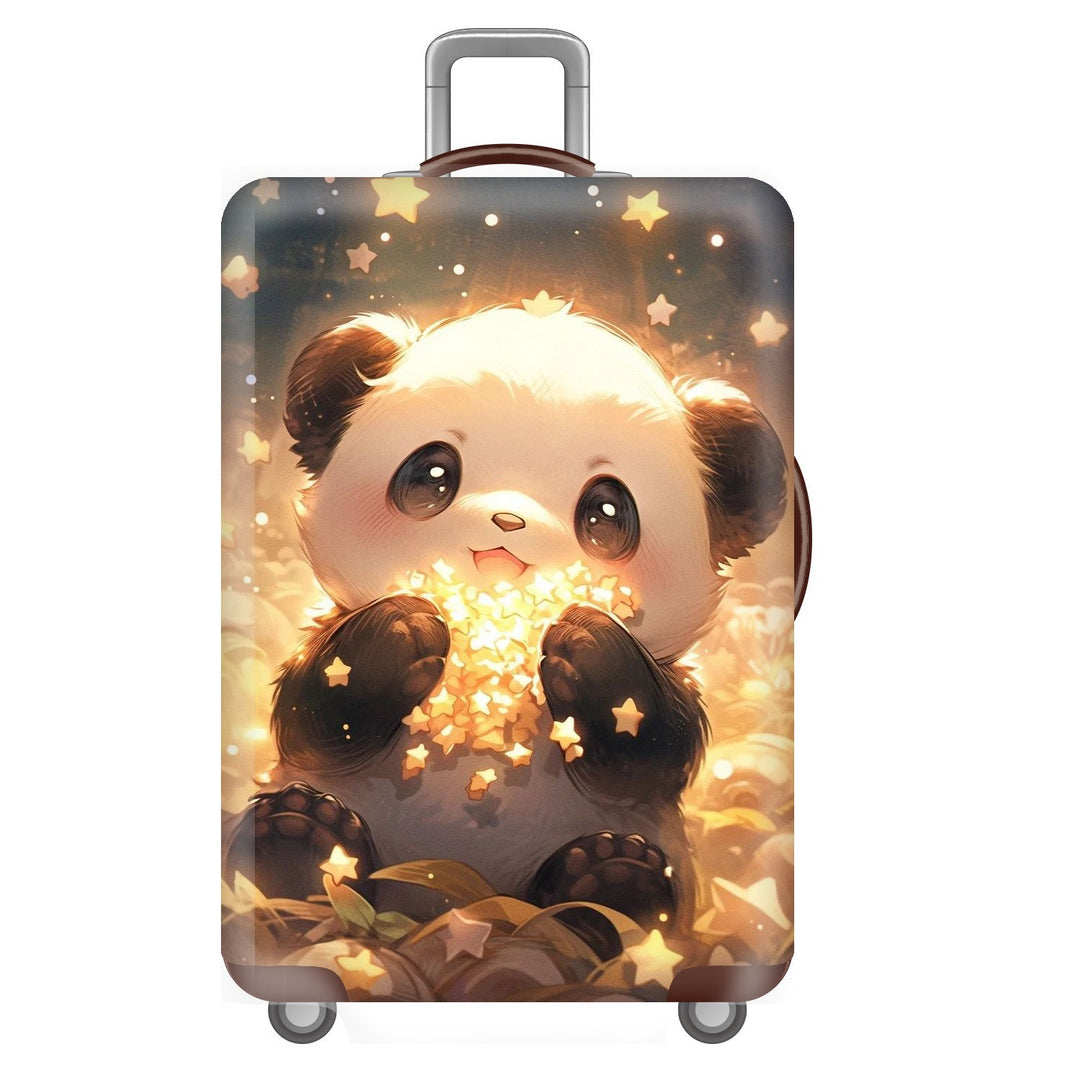 Unisex non-elastic suitcase cover for hard shell trolley with cute panda design, stretch protective cover with handle and wheel openings Stornfield