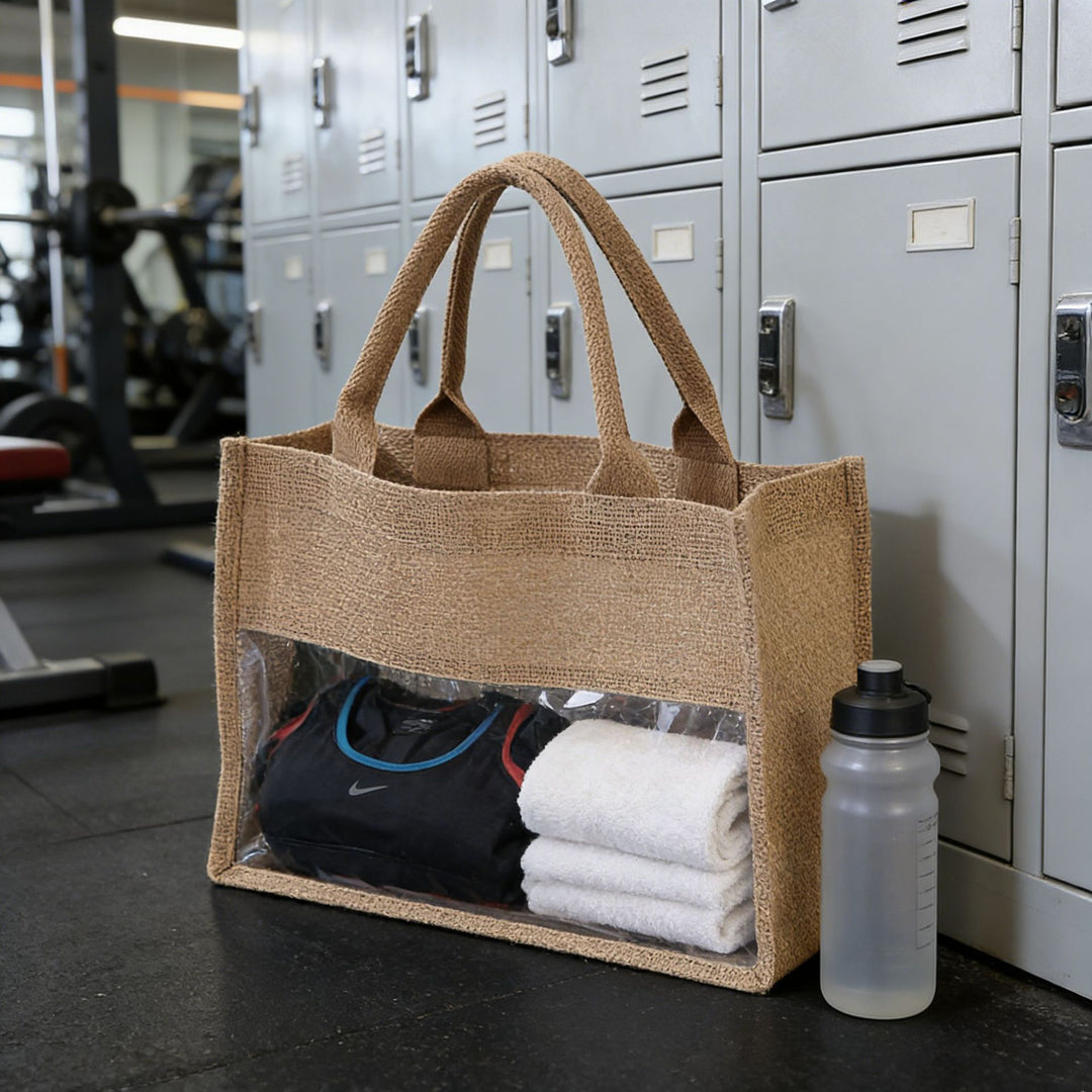 Shopping bag made of natural jute with mesh design Stornfield