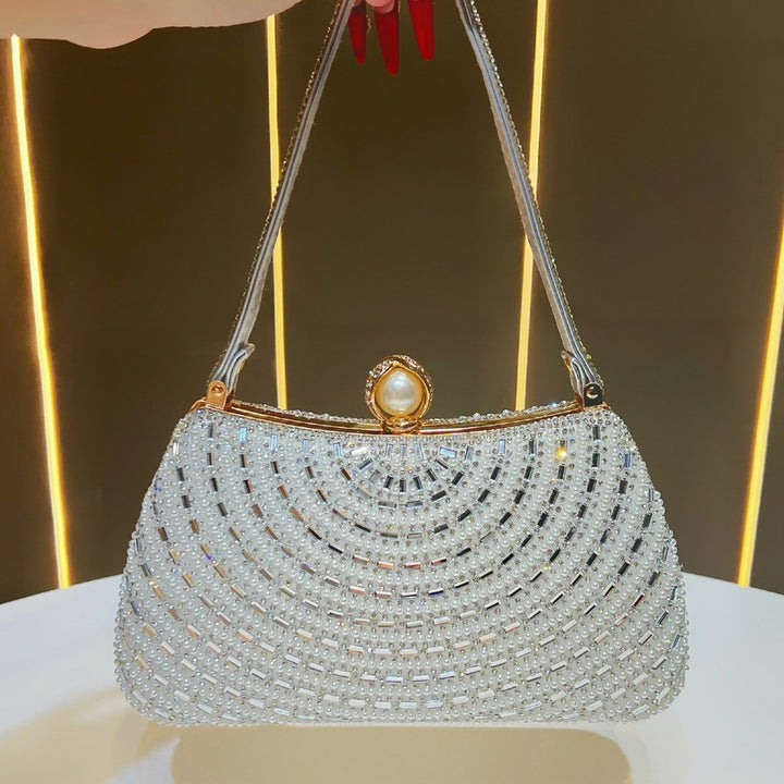 Decorative Crystal-Studded Evening Handbag