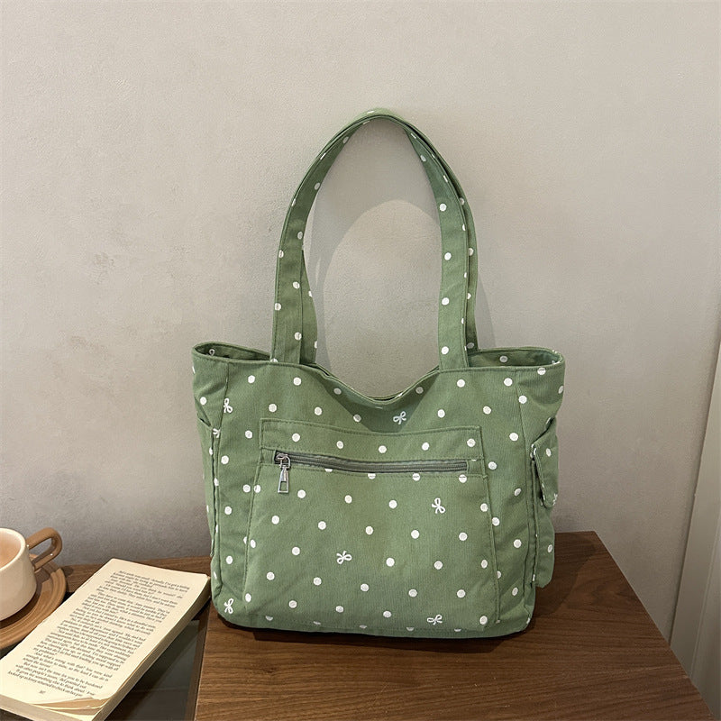 Stylish Polka Dot Canvas Tote Bag