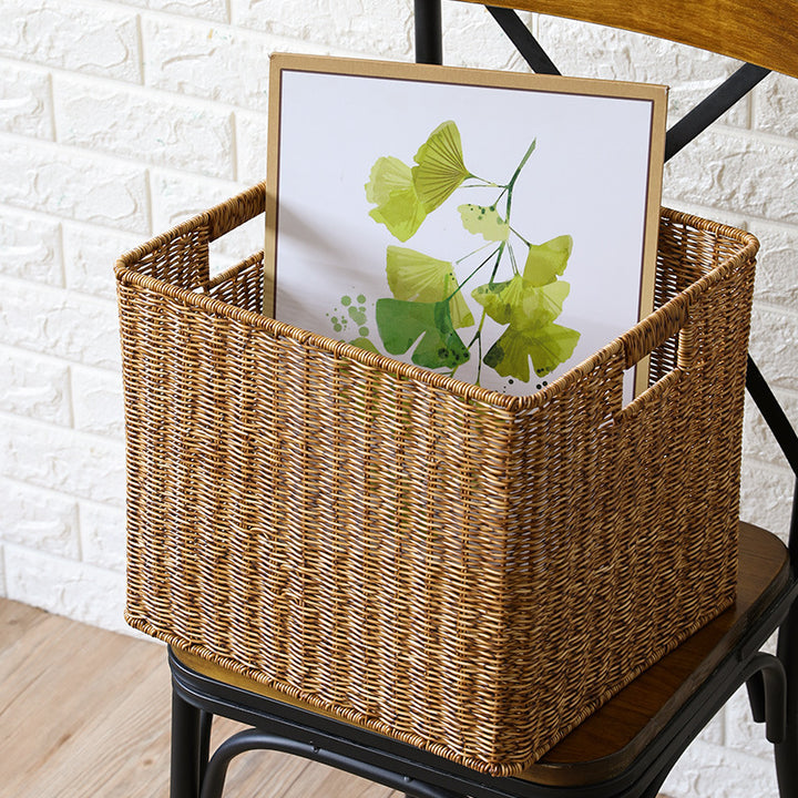 Unisex Rectangular Storage Basket made of braided rattan Stornfield