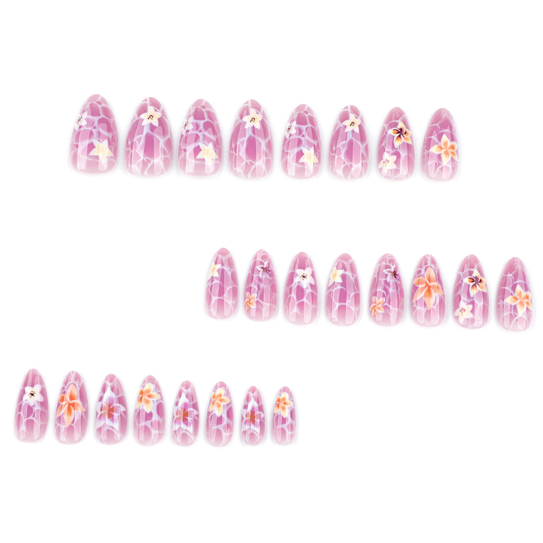 Artistic press-on nails with floral design Stornfield