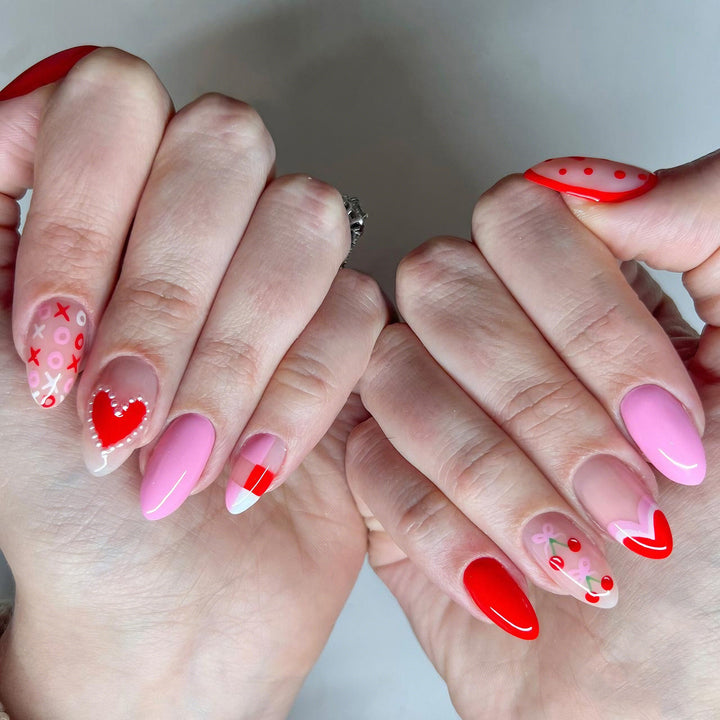 Heart-Inspired Artistic Press-On Nail Art