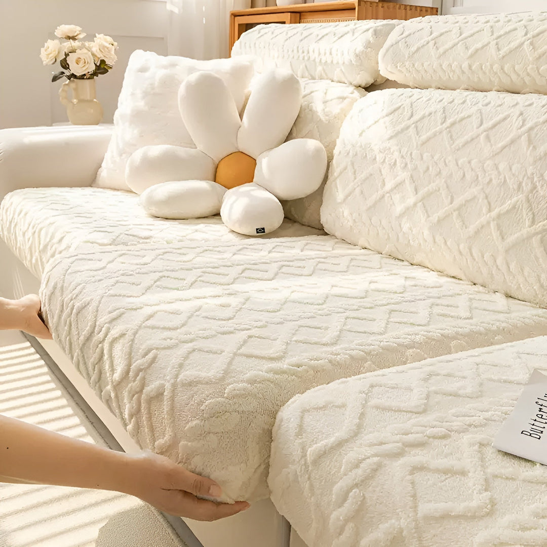 Samt-Sofa cover with diamond pattern – Soft & Luxurious | Perfect fit for any couch | Stornfield