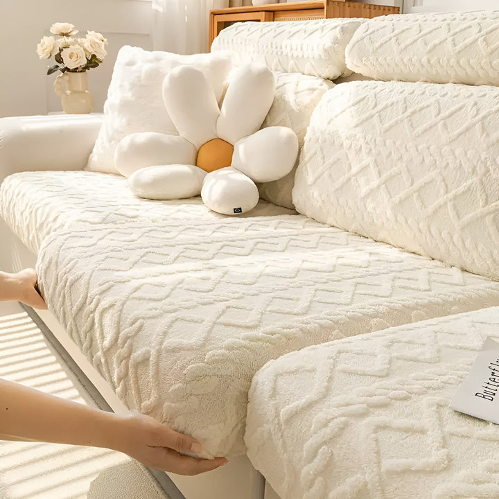 Samt-Sofa cover with diamond pattern – Soft & Luxurious | Perfect fit for any couch | Stornfield