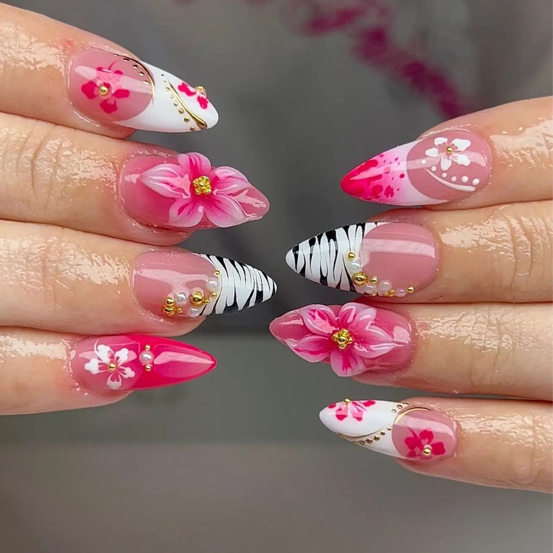 Exotic Floral 3D Stiletto Nail Art Stornfield
