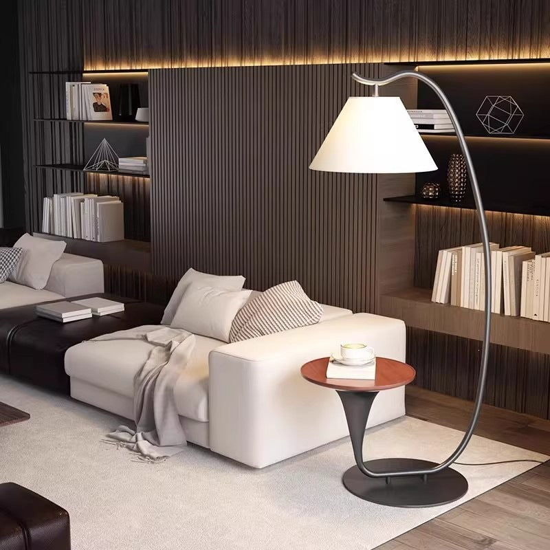 Contemporary Floor Lamp with Integrated Side Table