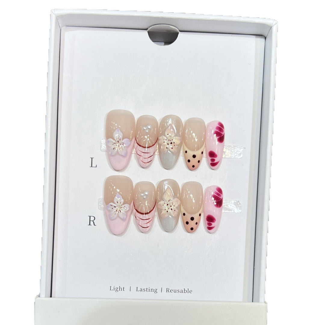Floral and Polka Dot Press-On Nail Set Stornfield