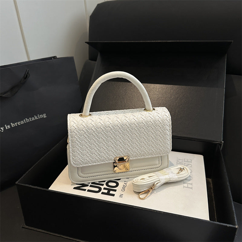 Woven Leather Handheld Satchel
