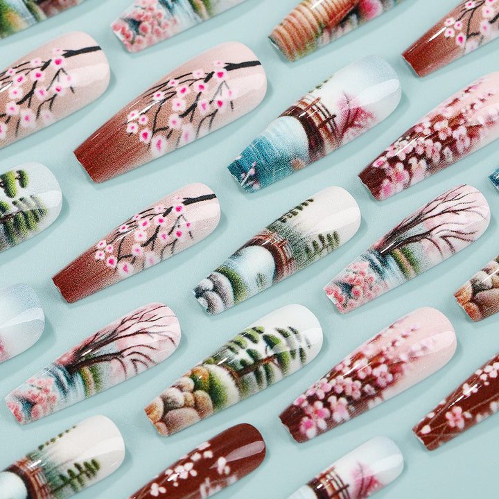 Creative artificial nails in Asian Cherry Blossom Design Stornfield