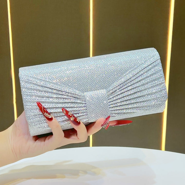 Glittering Pleated Evening Clutch