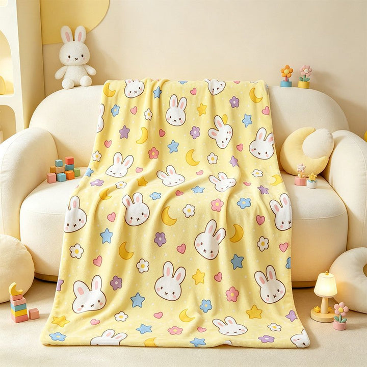 Cute Bunny-Themed Fleece Blanket