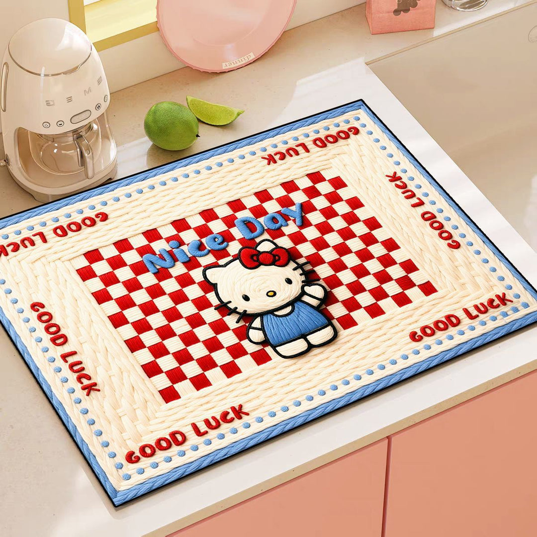Playful Cartoon-Themed Kitchen Mat