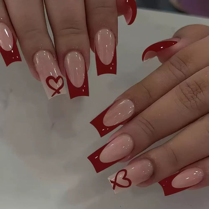 Heart-Embellished Gradient Nail Art Design Stornfield