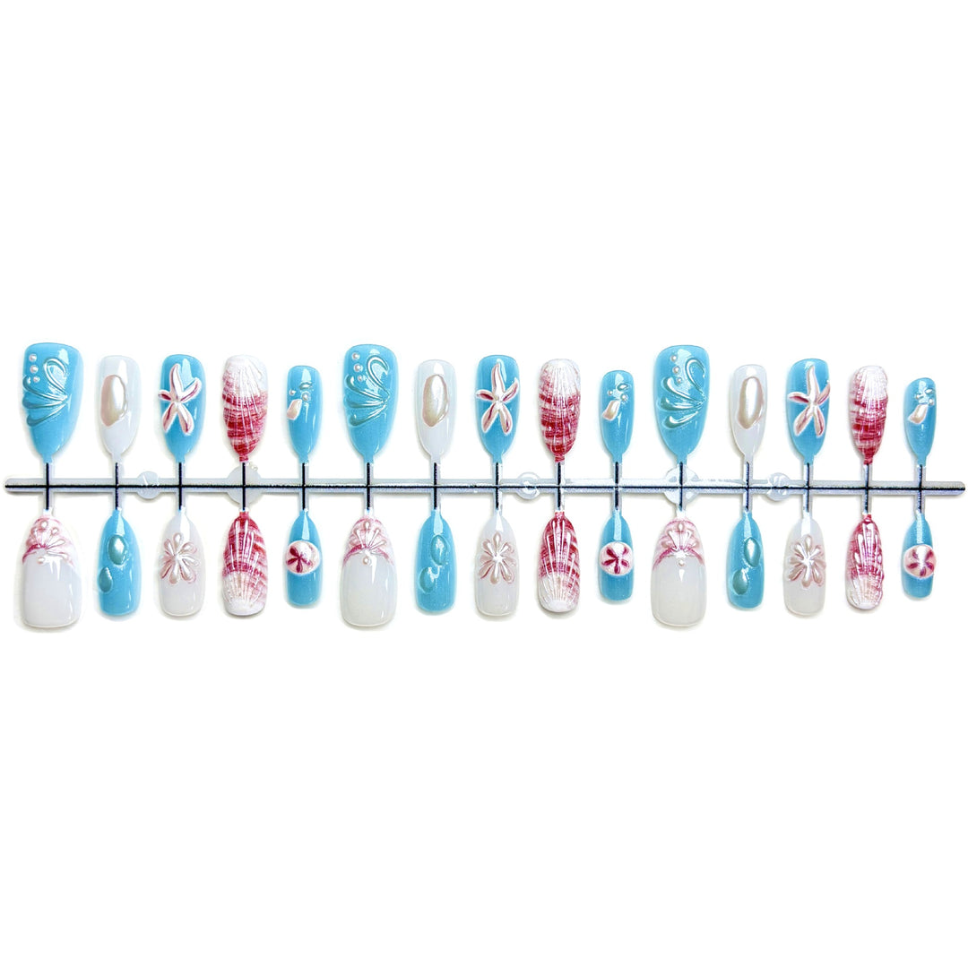 Coastal-Themed Press-On Nail Set