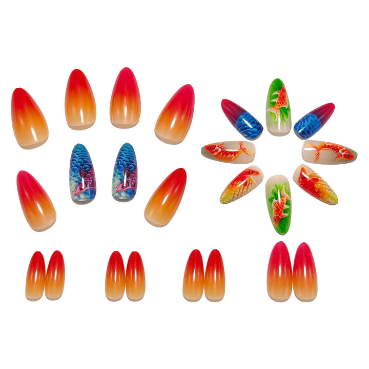 Artificial nails with 3D Koi fish design Stornfield