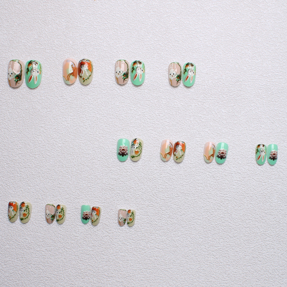 Whimsical Bunny-Themed 3D Press-On Nail Art Stornfield