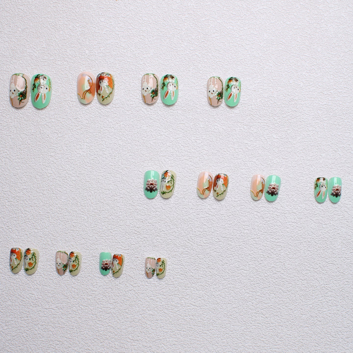 Whimsical Bunny-Themed 3D Press-On Nail Art Stornfield