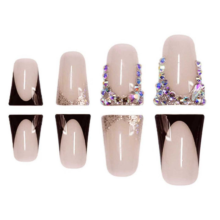 Decorative Press-On Nail Extensions with Gem Accents Stornfield