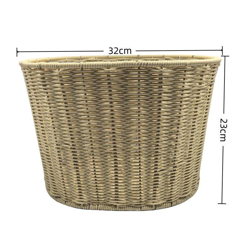 woven rattan front bicycle basket with universal handlebar mount Stornfield