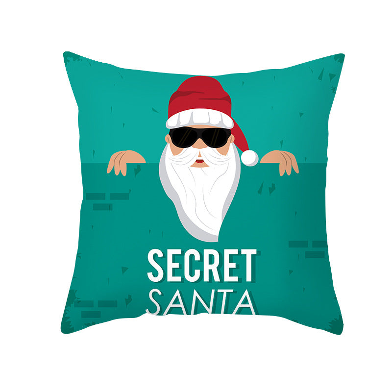 Holiday Decorative Throw Pillow Plush Polyester Cover Festive Santa Reindeer Snowman Print